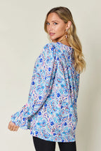 Full Size Printed Flounce Sleeve Blouse (3)