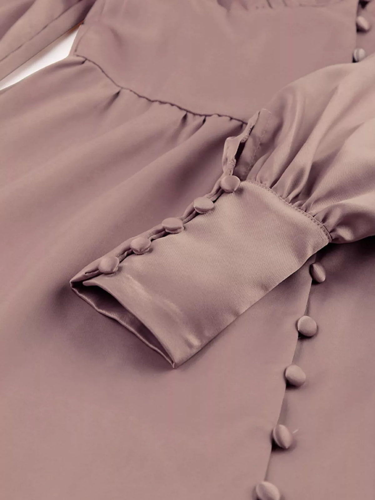 Elegant V-neck Puff Sleeve Button-down Midi Dress (27)