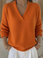 Full Size V-neck Long Sleeve Sweater Plus