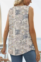 Printed Square Neck Curved Hem Tank (8)