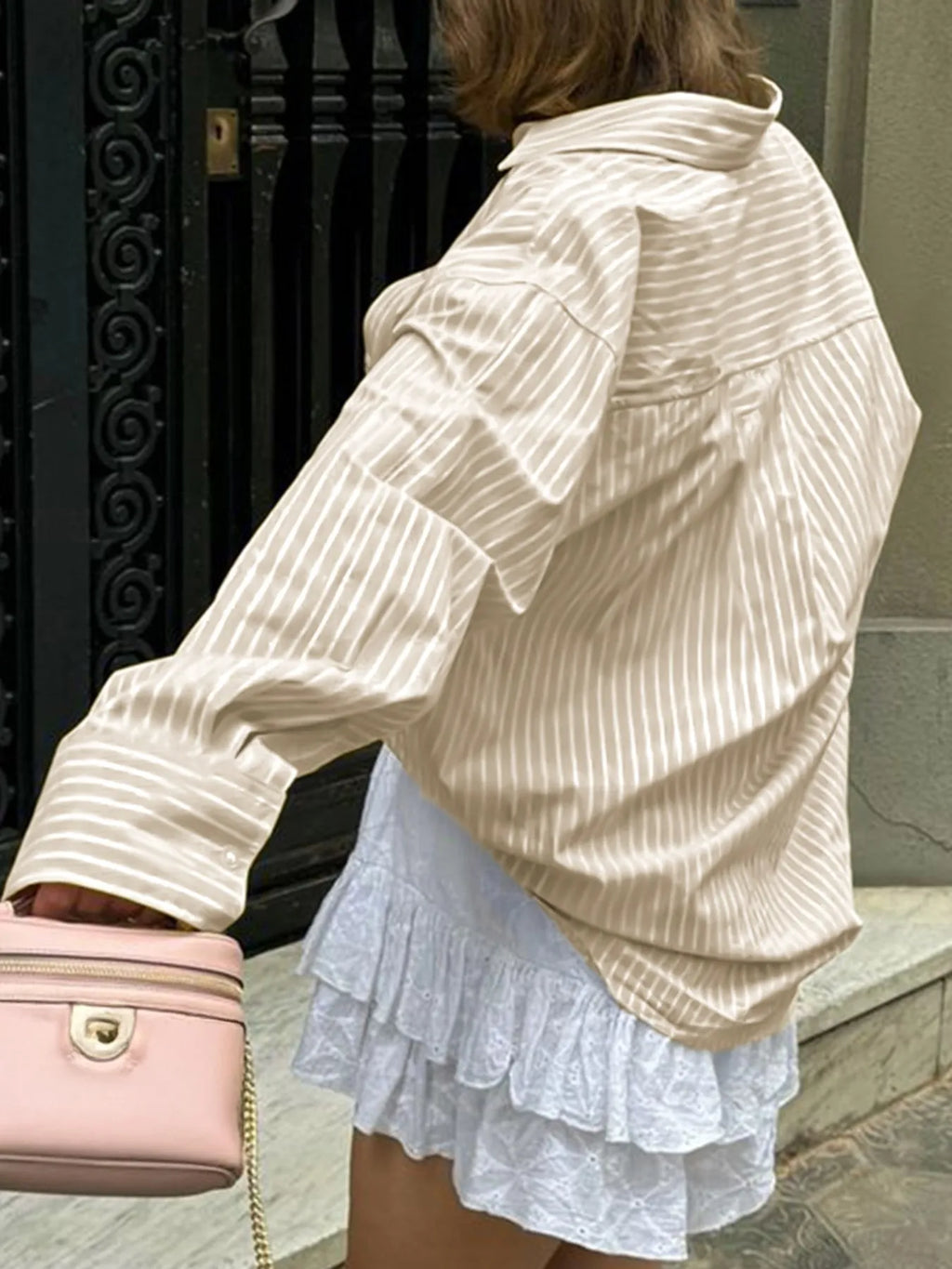 Oversized Striped Button-down Shirt (20)