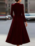 Velvet Long Sleeve A-line Dress (6)