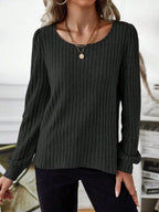 Ribbed Knit Long Sleeve T-shirt (30)