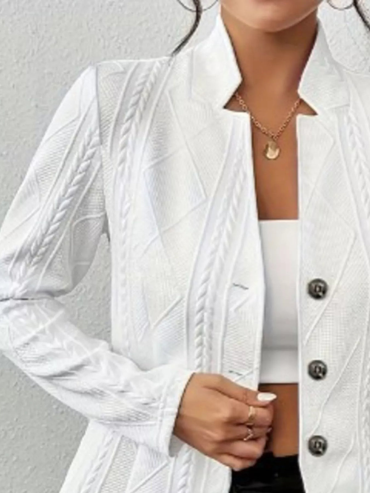 Textured Knit Button-front Blazer (21)
