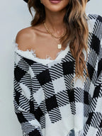 Frayed Hem Long Sleeve Sweater (24)