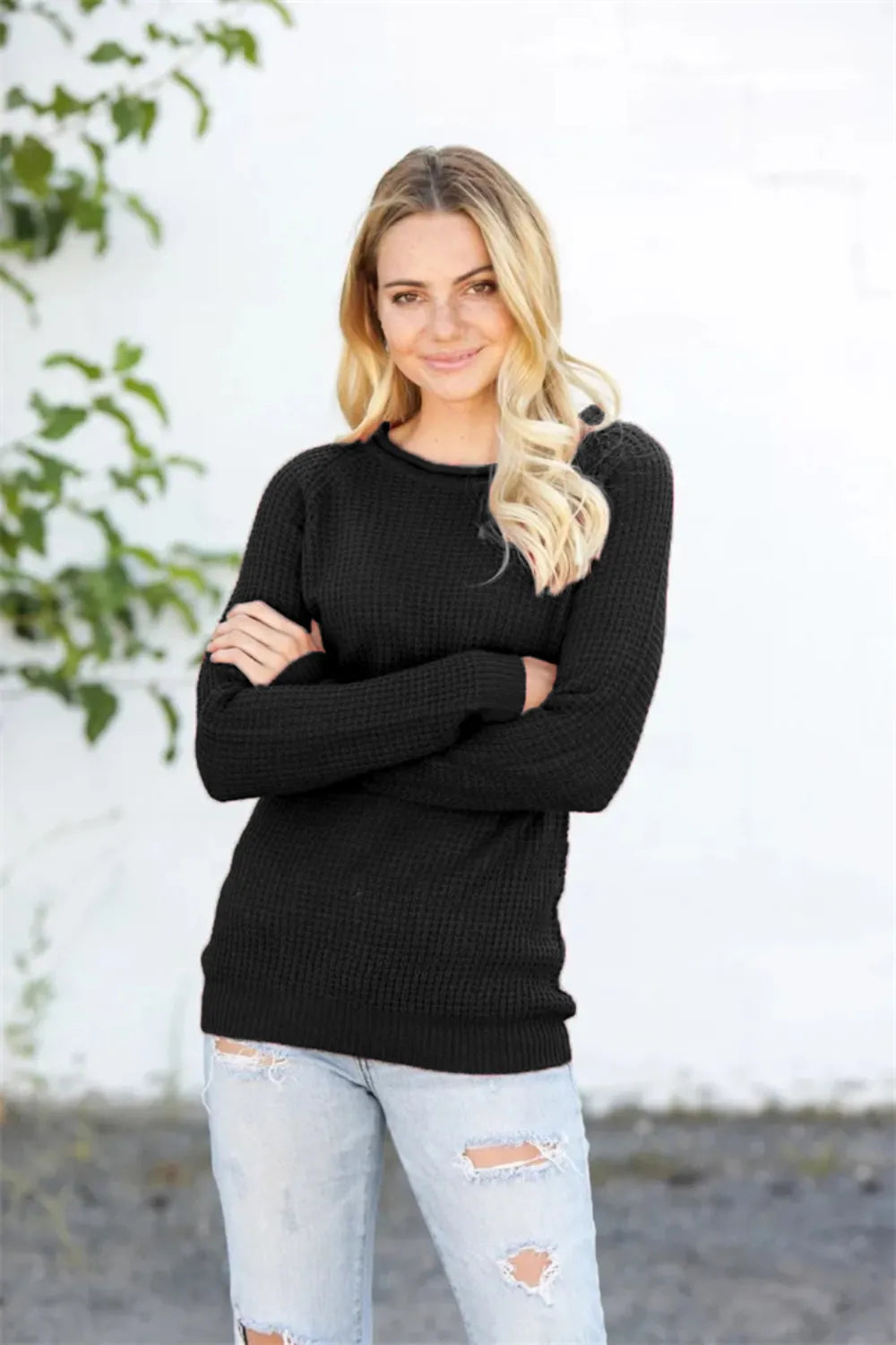 Round Neck Raglan Sleeve Sweater (13)