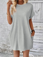 Round Neck Short Sleeve Mini Dress (3)
