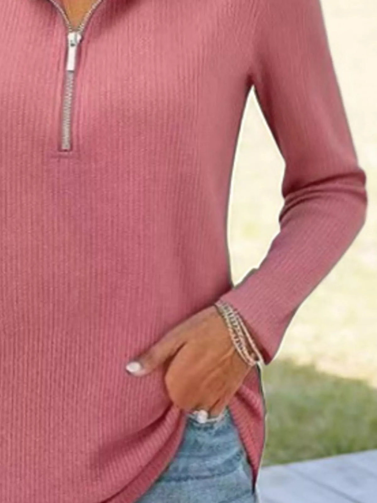Half Zip Long Sleeve Knit Top (15)