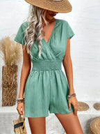 Tied Surplice Short Sleeve Romper (3)