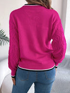 Contrast Trim Round Neck Sweater (2)