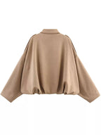 Collared Neck Dropped Shoulder Jacket (7)