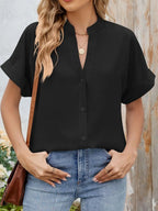 Notched Short Sleeve Blouse (22)