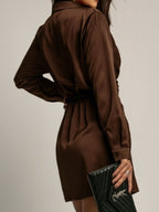 Collared Neck Long Sleeve Satin Dress (6)