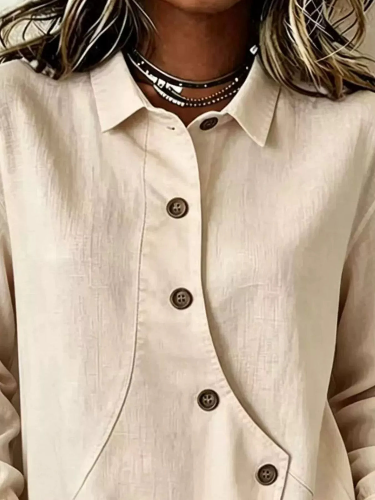 Full Size Asymmetrical Button Down Shirt Plus (5)