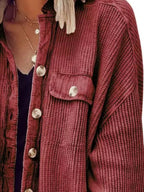 Oversized Waffle Knit Button-up Jacket (4)