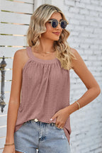 Openwork Round Neck Wide Strap Tank (22)