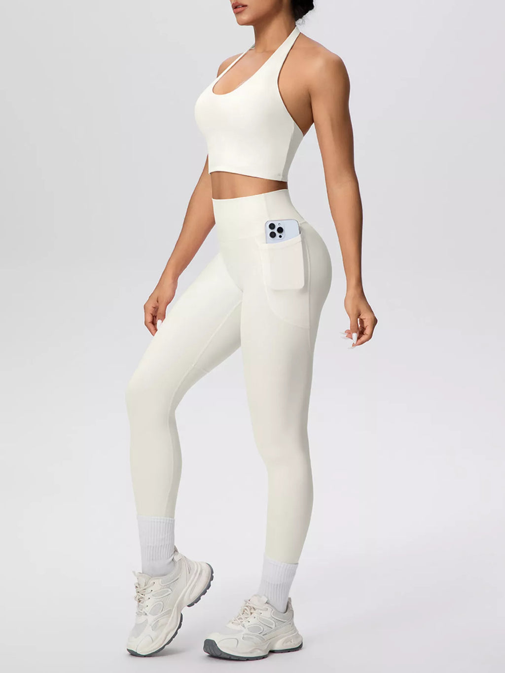 Halter Neck Crop Top High-waisted Leggings Active Set (18)