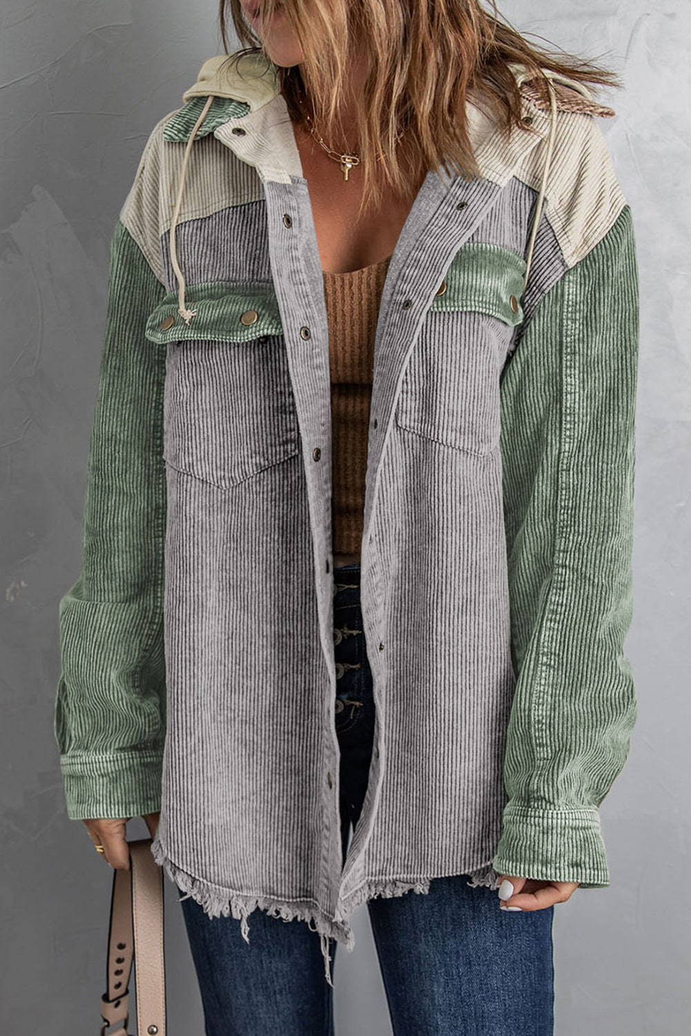Snap Front Hooded Corduroy Shacket (3)
