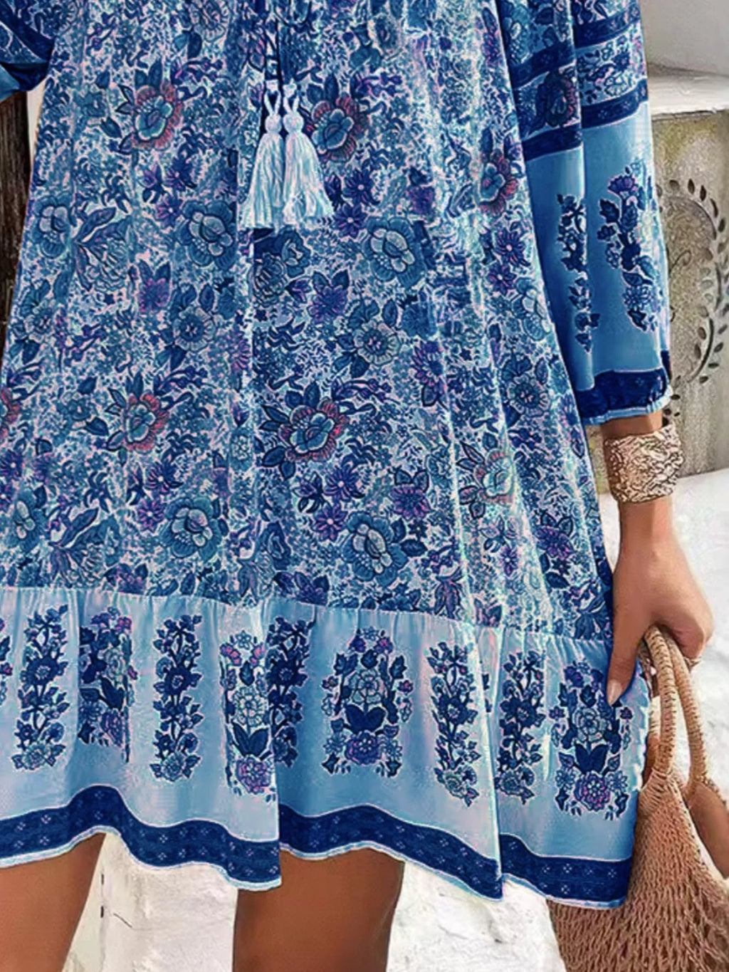 Floral Print Tassel Tie Neck Mini Dress (24)