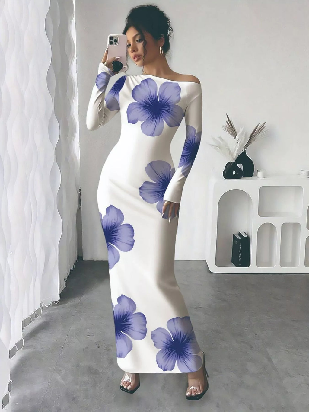 Floral Print One Shoulder Maxi Dress (6)