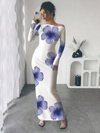 Floral Print One Shoulder Maxi Dress (6)