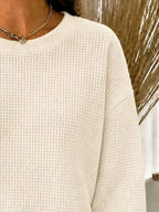 Full Size Waffle Knit Crewneck Sweatshirt Plus (10)