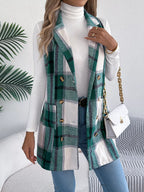 Plaid Double-breasted Vest Coat (8)