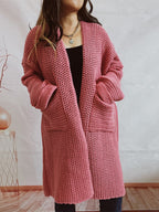 Open Front Long Sleeve Cardigan Pockets (4)