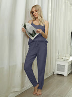 Fuzzy V-neck Cami Pants Lounge Set (15)