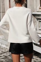 Mock Neck Dropped Shoulder Pullover Sweater (2)