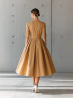Round Neck A-line Midi Dress (2)