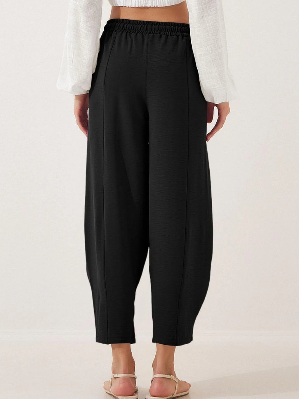 Full Size Drawstring Wide Leg Cropped Pants Plus (6)