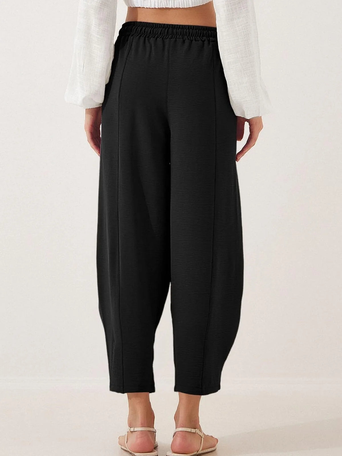 Full Size Drawstring Wide Leg Cropped Pants Plus (6)