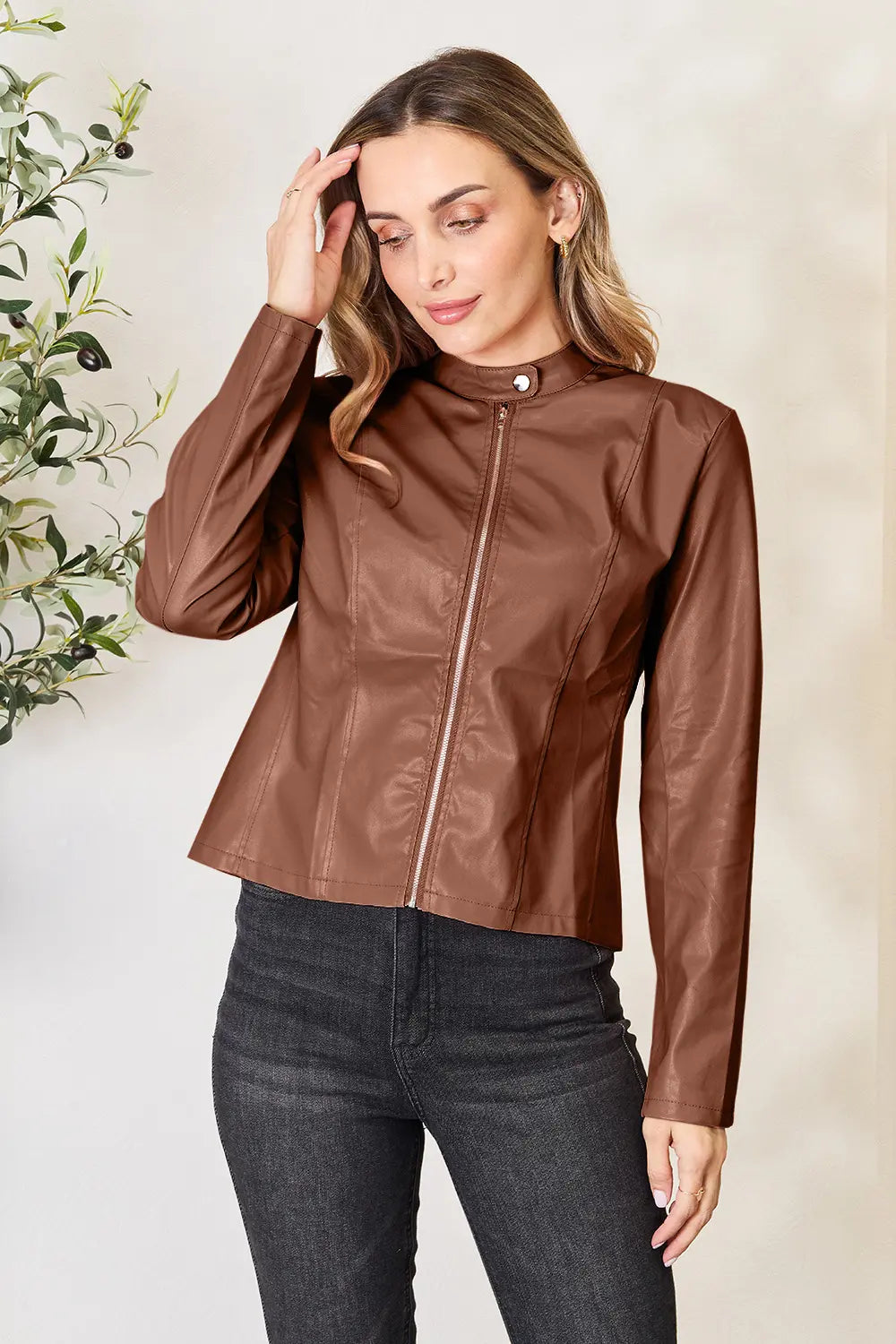 Mock Neck Zip Up Jacket (7)