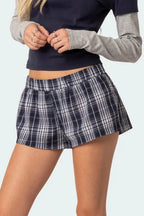 Plaid Elastic Waist Shorts (15)