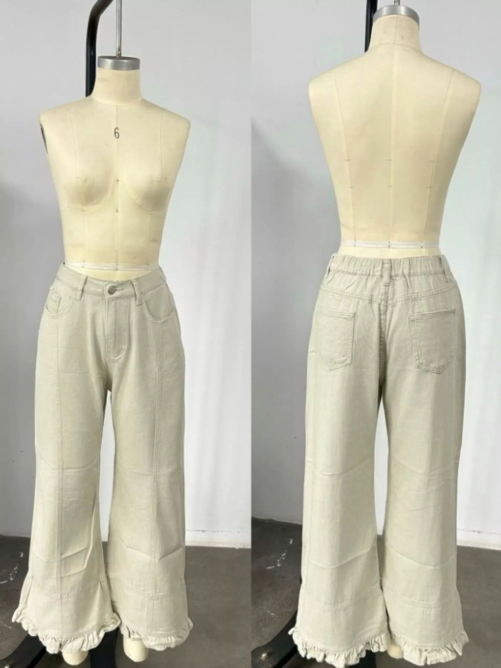 Full Size High-waisted Wide-leg Ruffle Hem Jeans Plus (14)