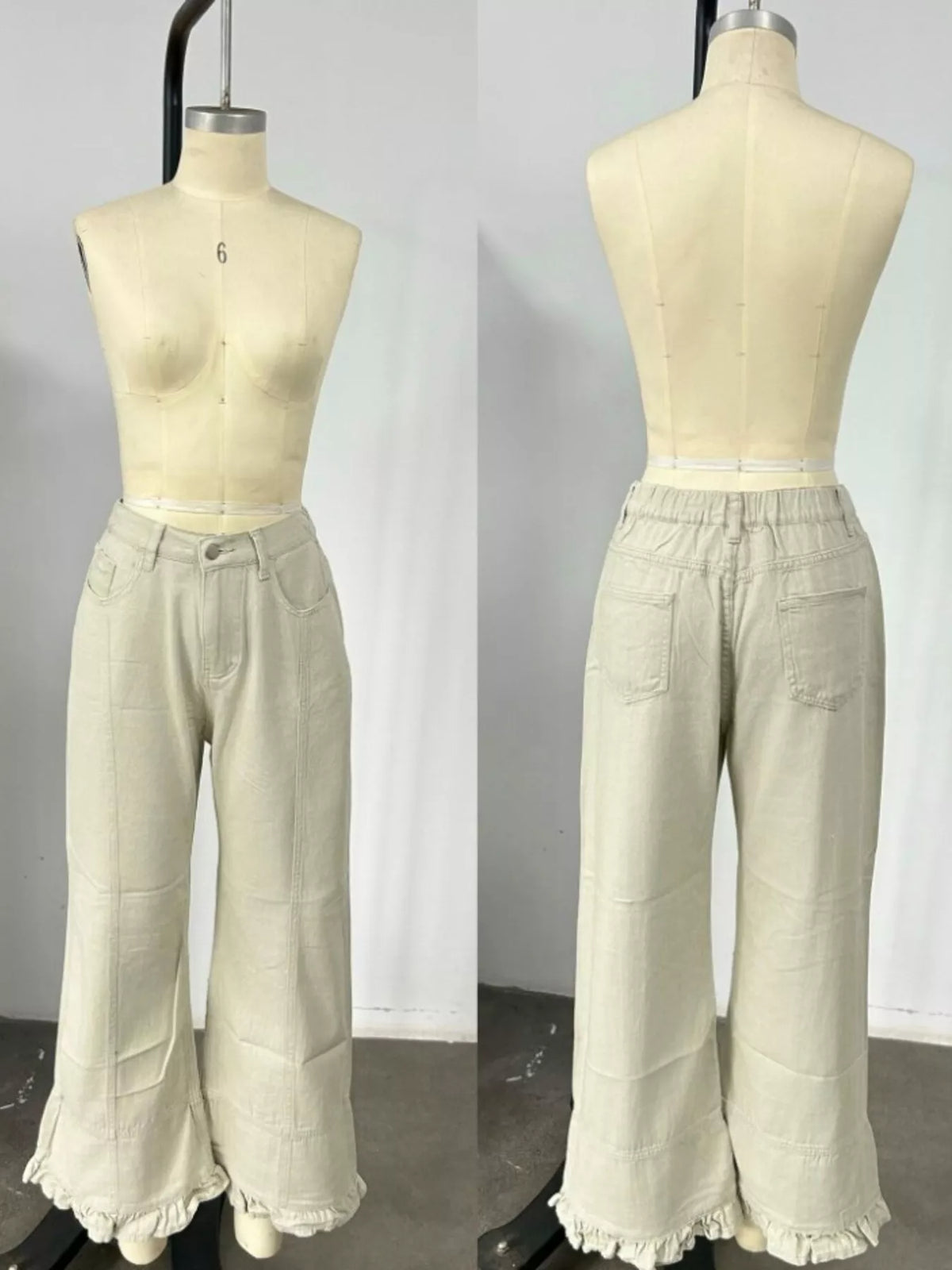 Full Size High-waisted Wide-leg Ruffle Hem Jeans Plus (14)