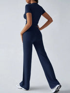 Round Neck Short Sleeve Top Pants Set (8)
