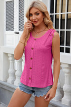 Eyelet Round Neck Wide Strap Tank (10)