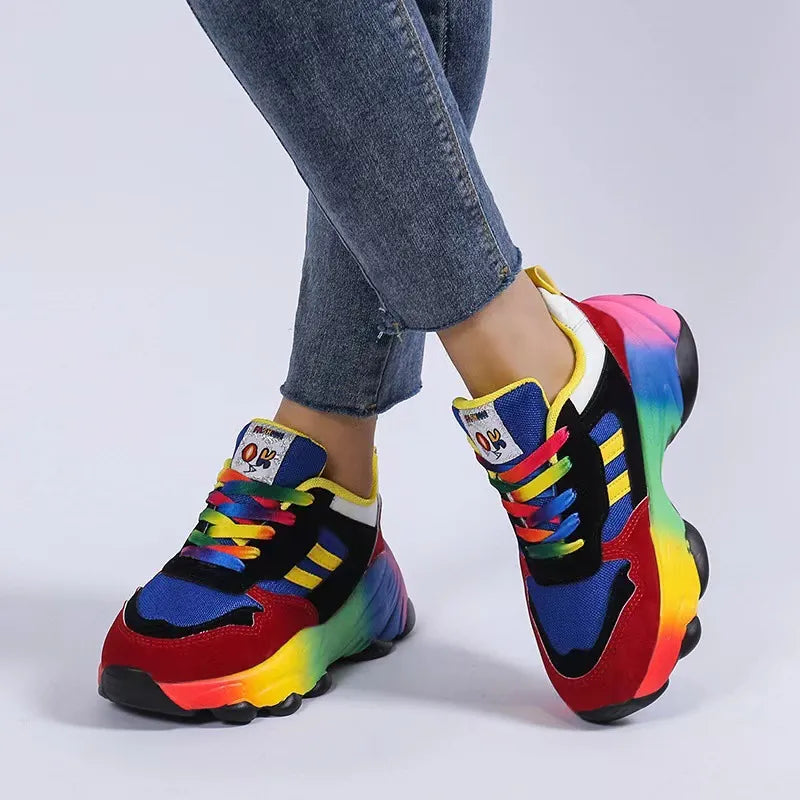Lace-up Mesh Round Toe Platform Sneakers (2)