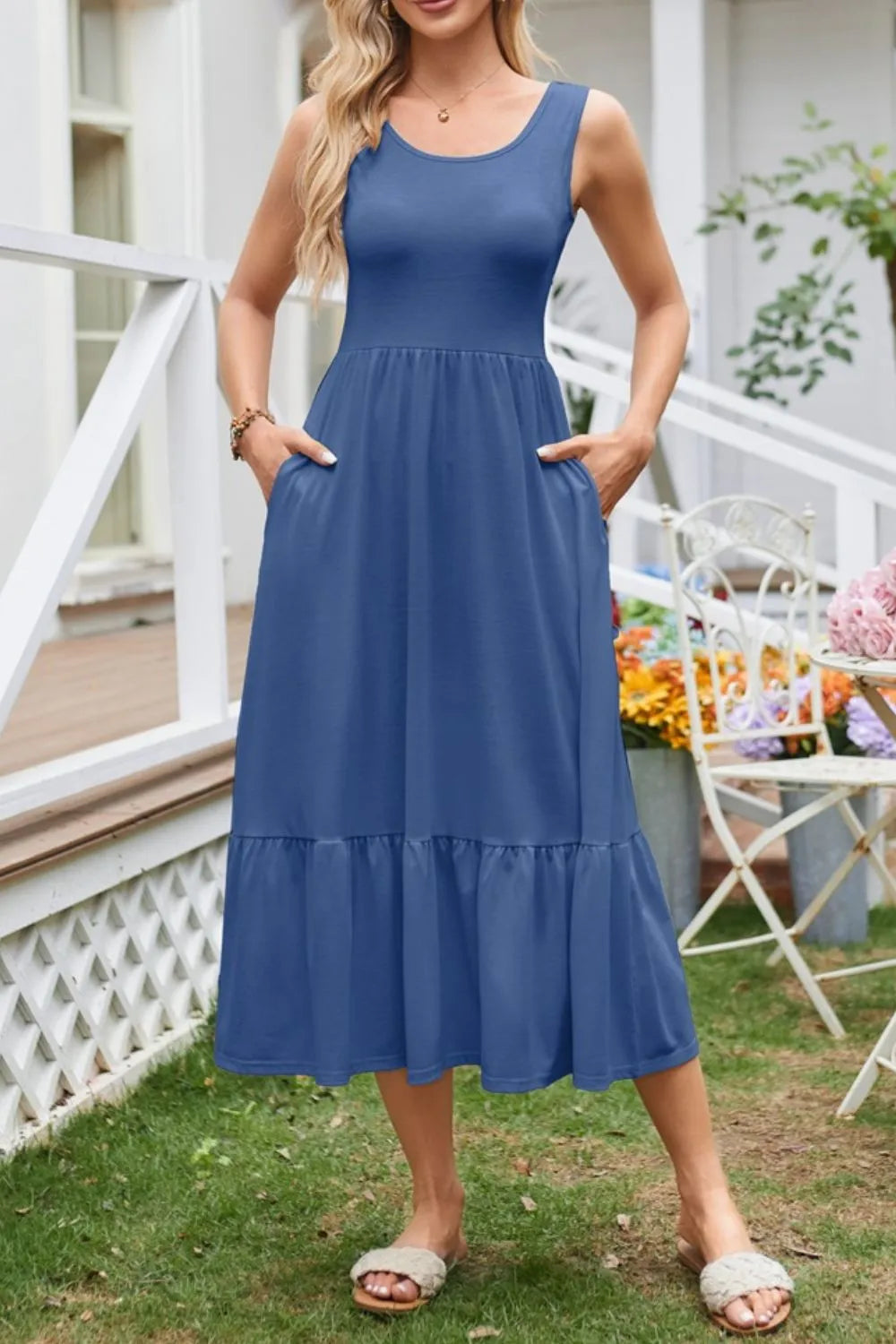 Round Neck Wide Strap Tank Dress (13)