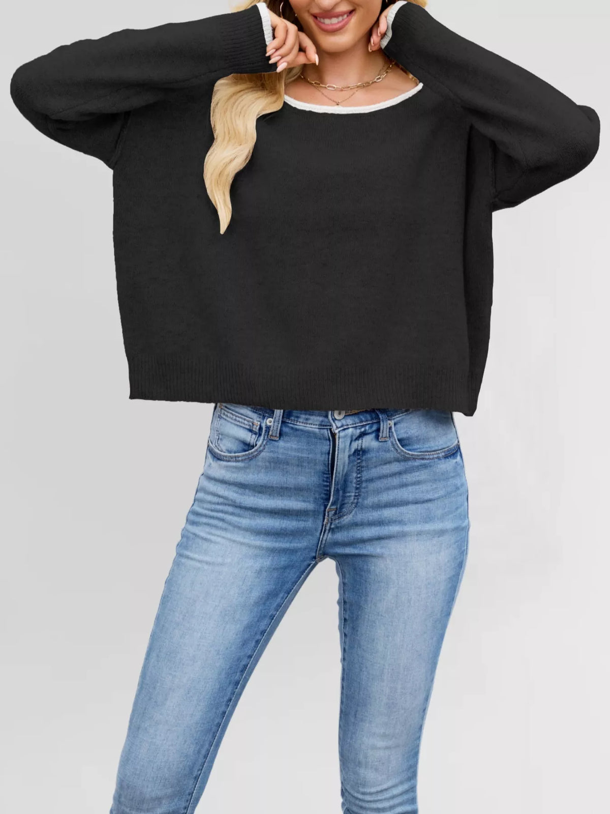 Round Neck Dropped Shoulder Sweater (20)
