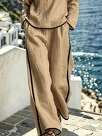 Contrast Trim Long Sleeve Top Pants Set (8)