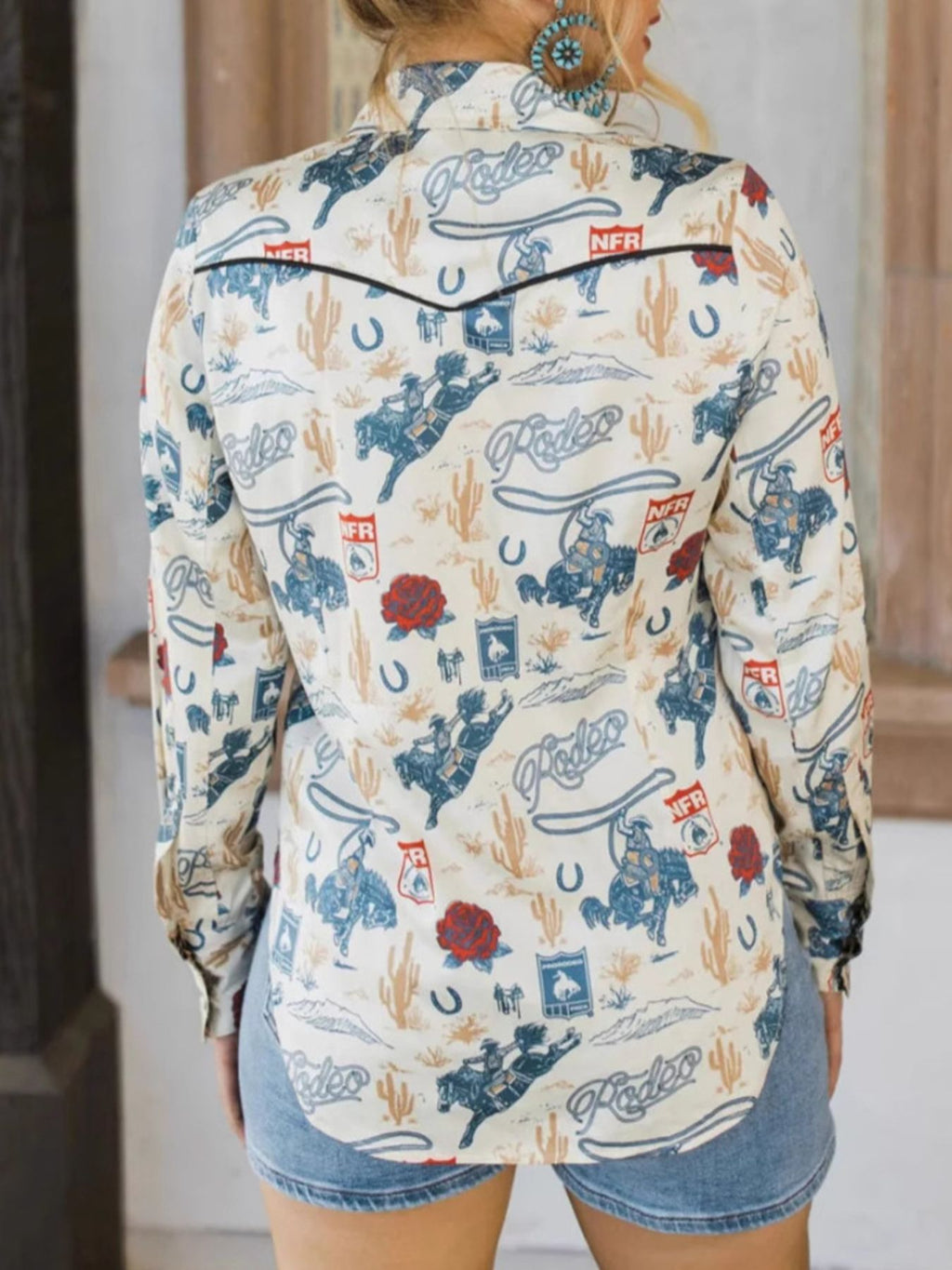 Printed Button Up Long Sleeve Shirt (2)