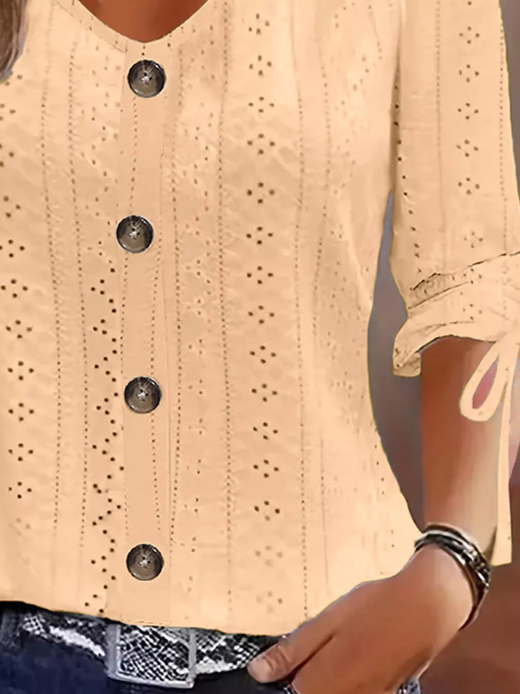 Eyelet Tie-sleeve Detail Top (12)