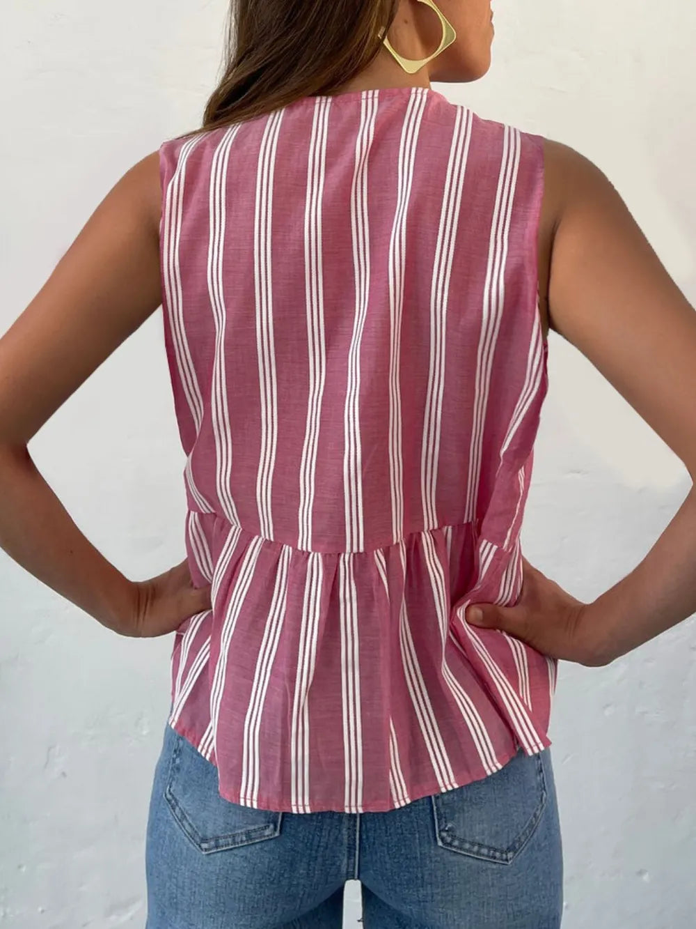 Tied Striped Round Neck Tank (14)