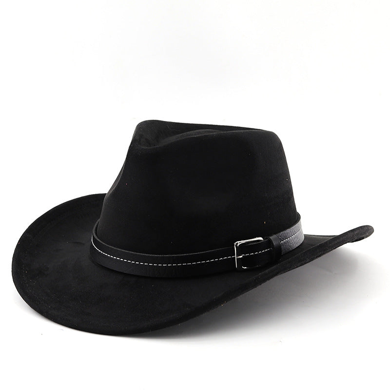 Belt Decoration Suede Curling Western Cowboy Hat Top photo 1