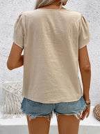 Notched Short Sleeve Blouse (2)