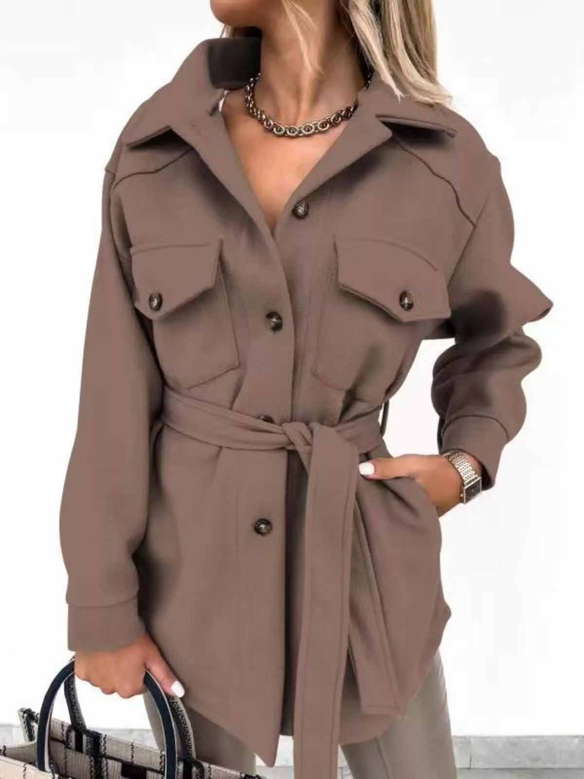 Button-down Tie Waist Coat (21)