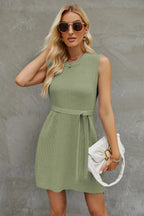 Tied Round Neck Sleeveless Sweater Dress (11)